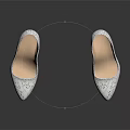 Elegant Silver High Heels With Sparkling Sequins And Thin Shiny Heels 3d model