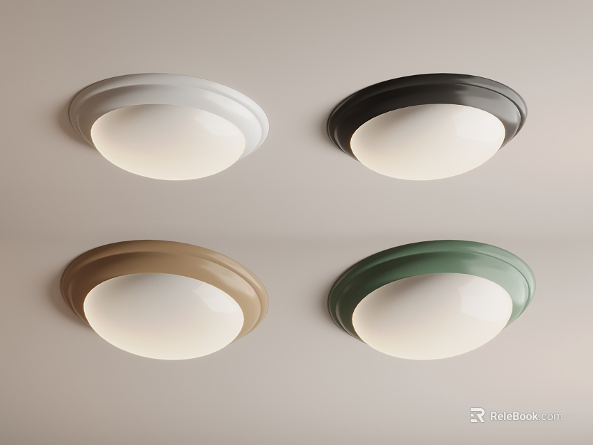 Modern Round Ceiling Lights in Four Different Colors for Home Interior Decoration 3d model 