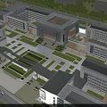 Modern School Campus Design With Swing Doors Sports Field And Green Areas