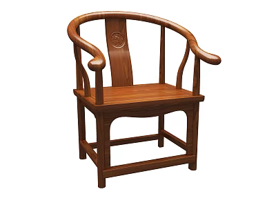 Traditional Wooden Tea Chair With Carved Backrest And Armrest For Solid Wood Tea Table Set 3d model