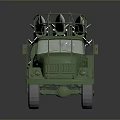Army Green Military Tank With Missile Launcher System On Top Structure