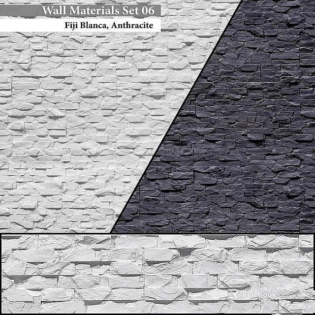 Black And White Stone Wall With Spliced Brick Texture And Natural Pattern Design 3d model