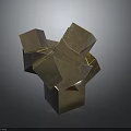 Modern Artistic Decorative Furniture Featuring Stacked Metallic Cubes And Sculptural Design Elements