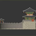 Ancient Chinese City Gate Architecture With Circular Wall Red Gates And Traditional Tiled Roof