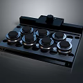 Black Computer Control Panel With Multiple Round Knobs And Interface Module 3d model
