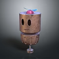 Cartoon Character Fictional Creature With Copper Body Round Eyes Decorative Top And Threaded Base