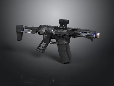 Modern Tactical Rifle with Camouflage Pattern Tactical Scope Suppressor and Grip 3d model