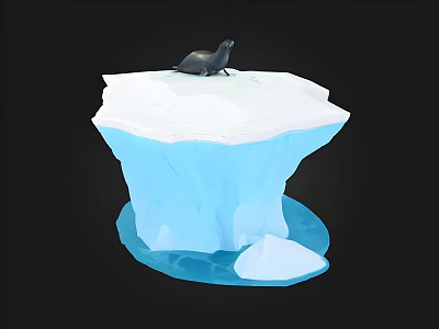 Arctic Iceberg With Seal Resting On Top And Blue Water Around 3d model