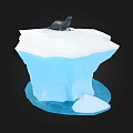 Arctic Iceberg With Seal Resting On Top And Blue Water Around
