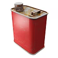 Industrial Equipment Red Metal Can With Rusty Surface Metal Cap And Handle