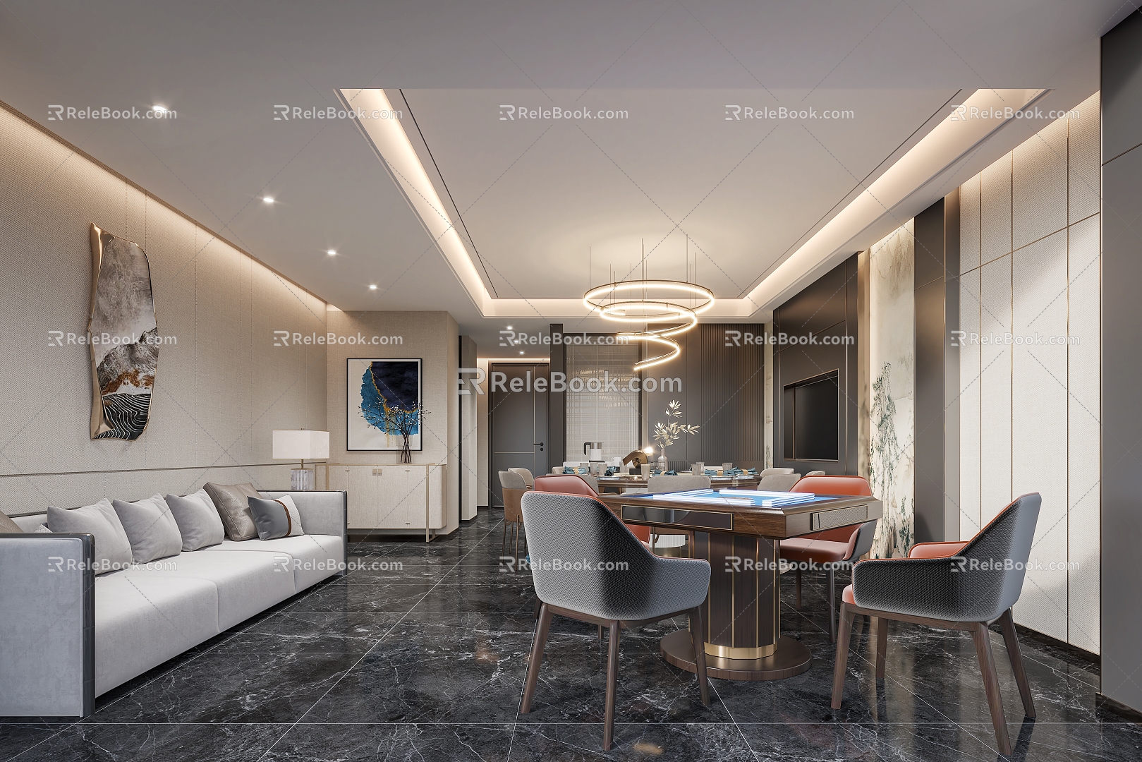 Light Luxury Chess and Card Room Business Room 3d model