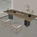 Tea table and chair combination 3d model