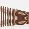 Bed Accent Wall With Wooden Wavy Slat Design 3d model