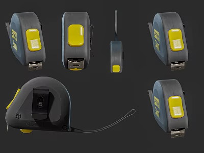 Hardware Tools Measuring Tape With Gray Yellow Design And Multiple Angles 3d model