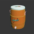 Orange Household Storage Barrel With White Lid Green Logo Bottom Tap And Handles