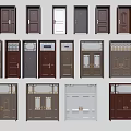 Various Security Doors with Modern Designs Glass Inserts and Decorative Details 3d model