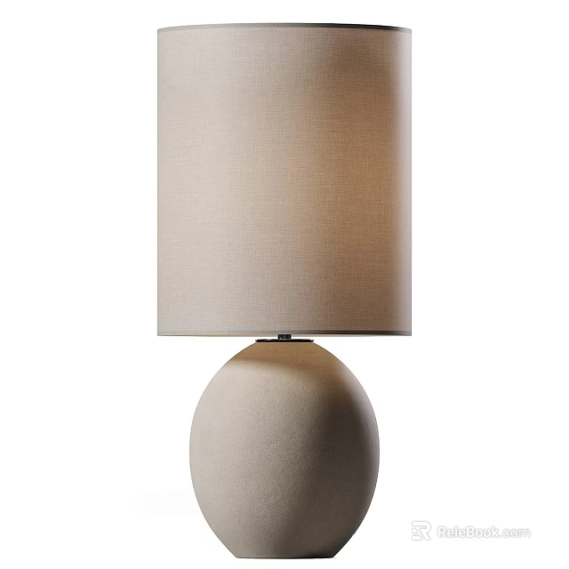 Modern Minimalist Table Lamp With Cylindrical Fabric Shade And Spherical Base 3d model 