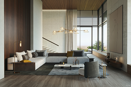 modern living room villa living room 3d model