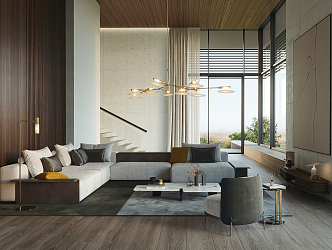 modern living room villa living room 3d model