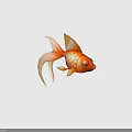 Cute Orange Goldfish With Big Eyes Long Tail And Shiny Scales In Cartoon Style