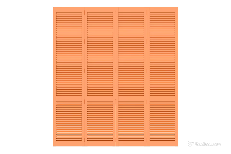 Orange Folding Door with Louvered Design and Multiple Panels for Modern Home 3d model 