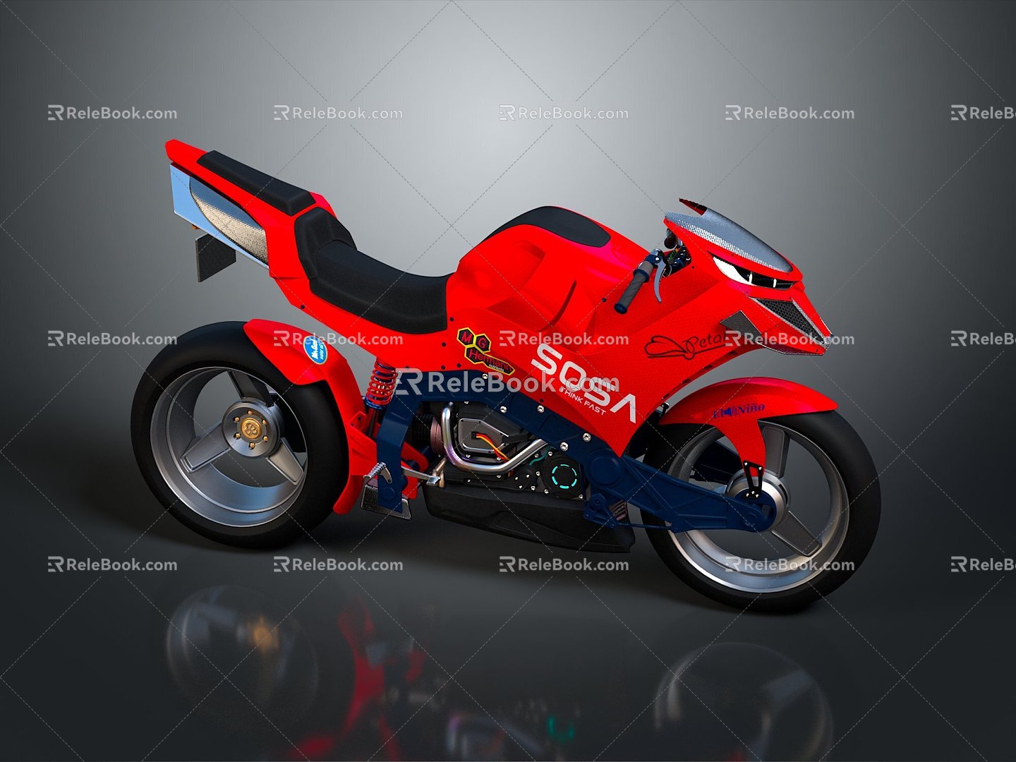 Modern motorcycle two-wheeled motorcycle off-road motorcycle road racing motorcycle 3d model