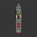 3D Rendered Tugboat With Colorful Decks Green Superstructure And Yellow Chimney
