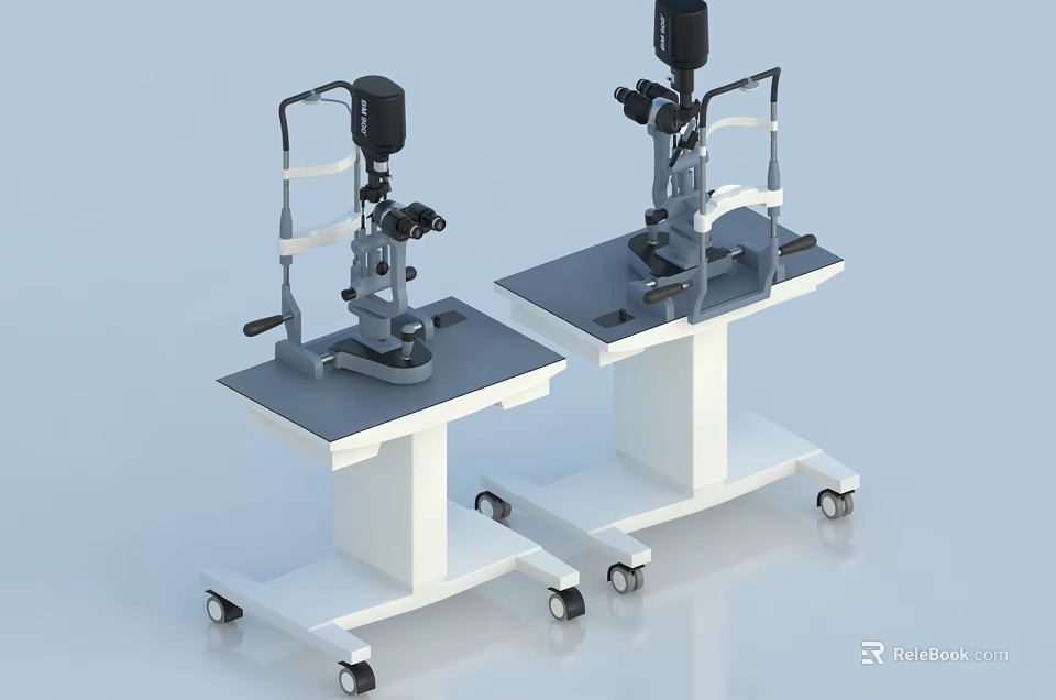 Slit Lamp Microscope Mobile Medical Equipment With Adjustable Stand And Wheels 3d model 