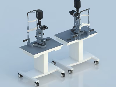 Slit Lamp Microscope Mobile Medical Equipment With Adjustable Stand And Wheels 3d model