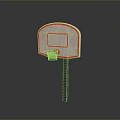 Basketball Hoop with Red Border White Backboard on Metal Pole and Net