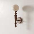 Minimalist Wooden Wall Lamp With Beige Glass Globe Shade For Home Interior Decoration