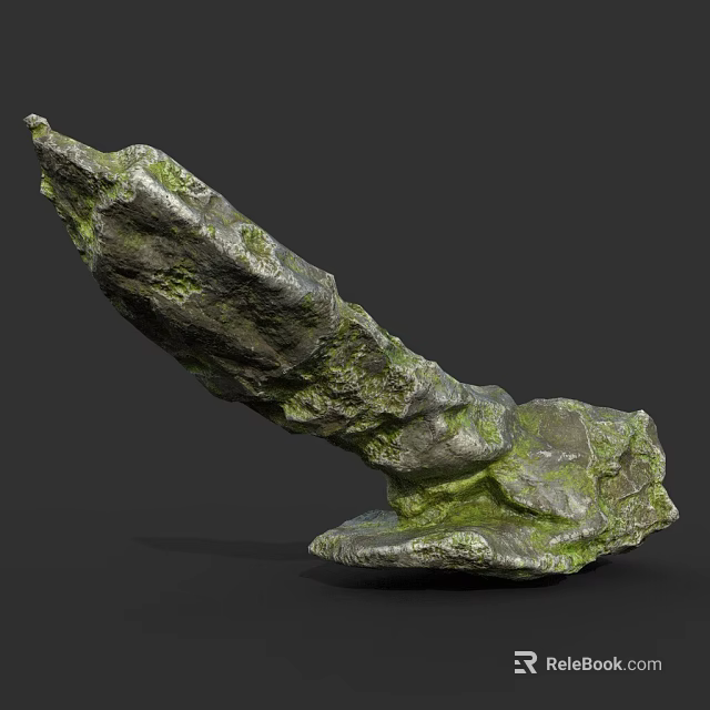 Natural Wood Stone Decorative Accent With Moss Covered Surface And Organic Natural Texture 3d model 