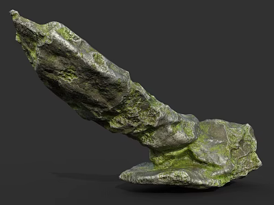 Natural Wood Stone Decorative Accent With Moss Covered Surface And Organic Natural Texture 3d model