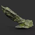Natural Wood Stone Decorative Accent With Moss Covered Surface And Organic Natural Texture