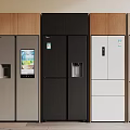 Modern Refrigerators And Freezers In Multiple Colors With Digital Screens And Ice Dispensers