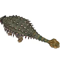 Detailed Ankylosaurus Dinosaur Model Featuring Spiked Back Armored Body And Red Open Mouth