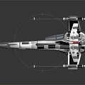 Cosmic Aerospace White Spaceship Model With Black Wings Red Stripes Multiple Engines Dark Background