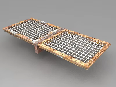 Rusty Metal Grating Structure With Gridded Pattern And Weathered Surface 3d model