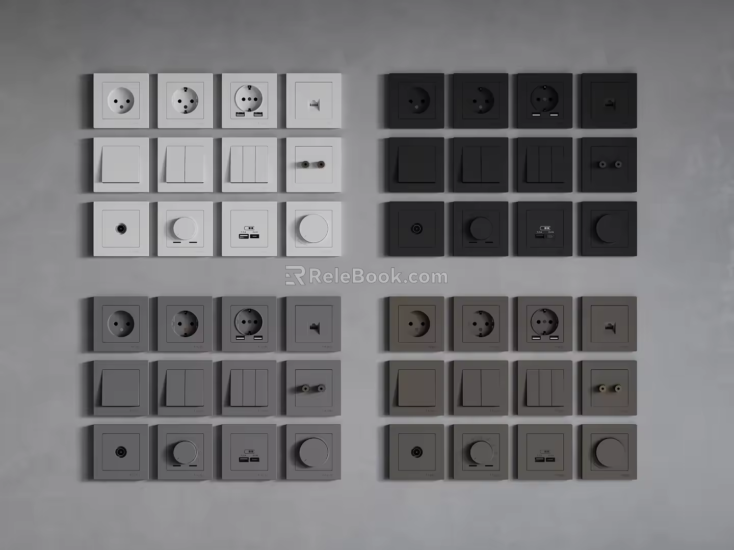 Modern switch socket 3d model