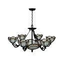 Elegant Vintage Chandelier With Petal Shaped Glass Shades And Bronze Frame