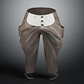 Brown Loose Fit Pants With White Waistband Three Black Buttons And Side Pockets