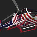 Patriotic Themed Helicopter With Red White Blue Stripes Stars And Outta The Cage Graphic