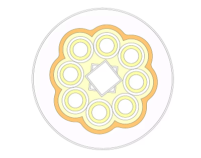 Square Paving Design With Circular Pattern Central Square Yellow White Geometric Elements Outdoor Plaza 3d model