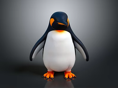 Cute 3D Penguin With Black And White Feathers Orange Beak And Feet 3d model