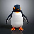 Cute 3D Penguin With Black And White Feathers Orange Beak And Feet