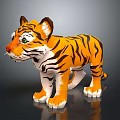 Cute Cartoon Tiger Toy With Orange Black Stripes White Paws And Green Eyes