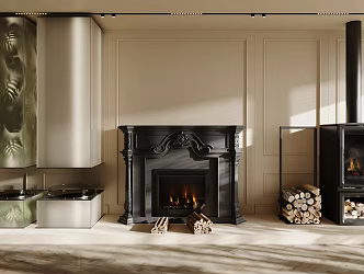 Fireplace Combination Fireplace Stove Heating Fireplace Combination Decorative Fireplace 3d model
