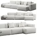 Modern White Multi Seater Sofa With Plush Cushions And Throw Blanket