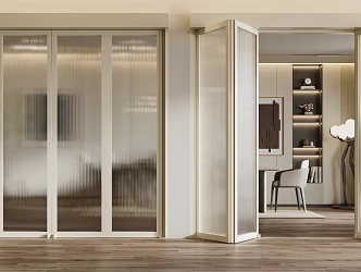 Modern sliding door folding door glass door Changhong glass door 3d model