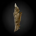 Ancient Golden Ornate Shield With Intricate Carvings And Decorative Design
